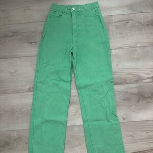 Green High-Waisted Jeans